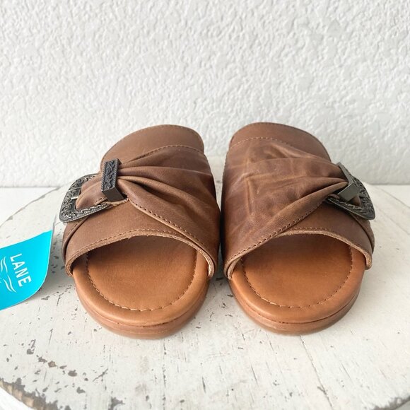 Lane Boots Womens Western Sandals 6.5 Brown Casual Cowgirl Slip on Buckle Flats - Picture 5 of 10